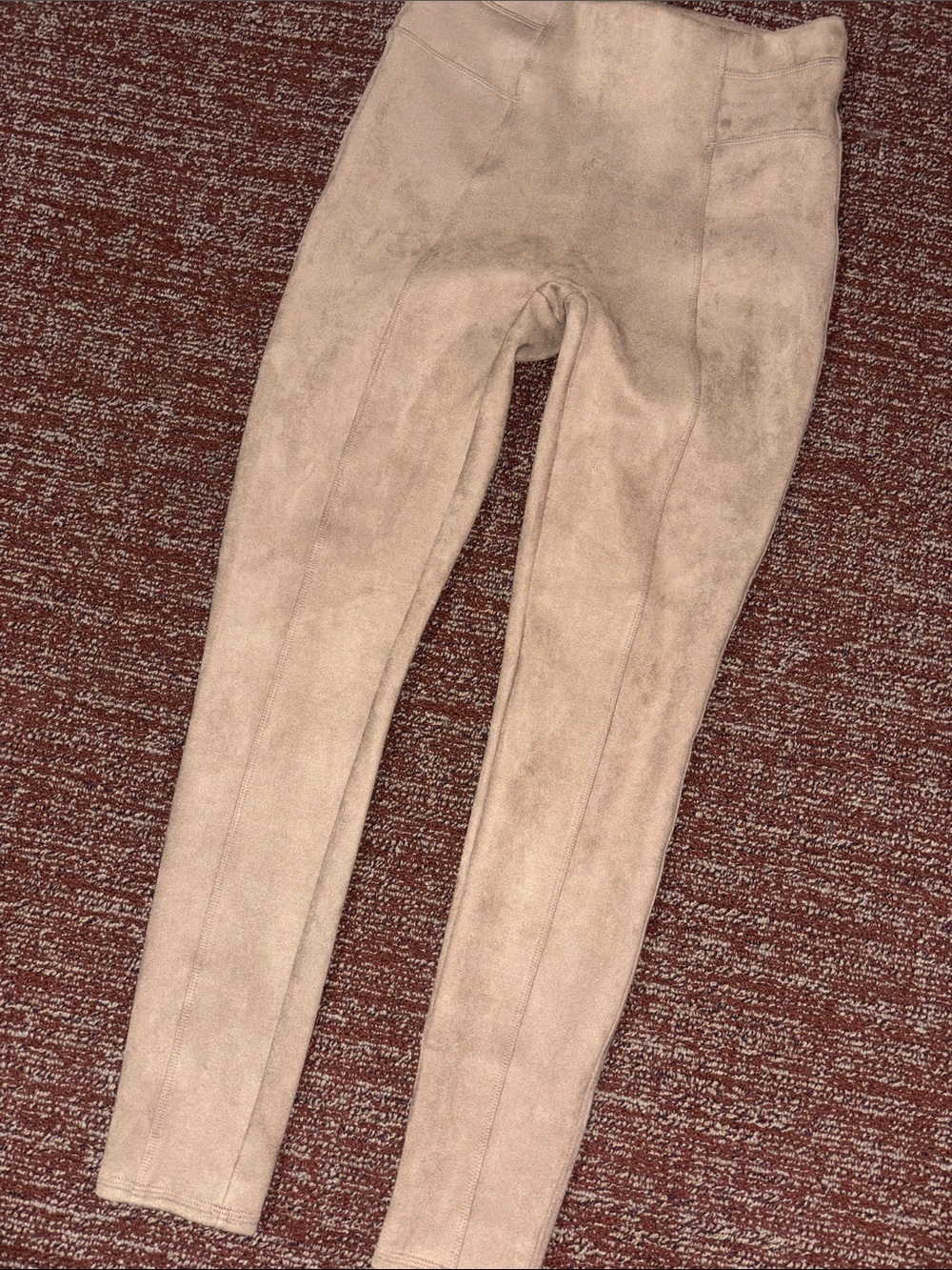 Spanx faux suede pull on pant stretch lined legging front seam preppy classic M